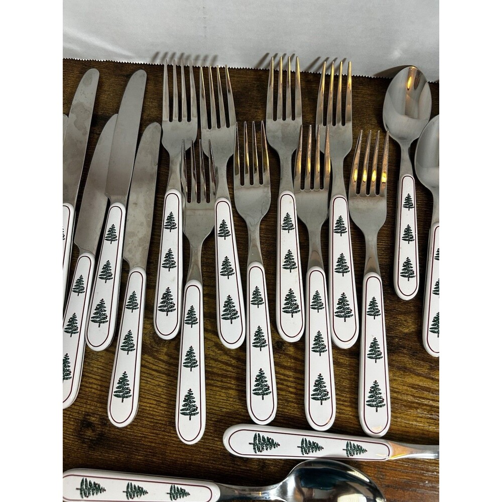 Oneida Furio Christmas Tree Flatware Set 40 Pc Service for 8 Vintage 1980 Used - Picture 6 of 11